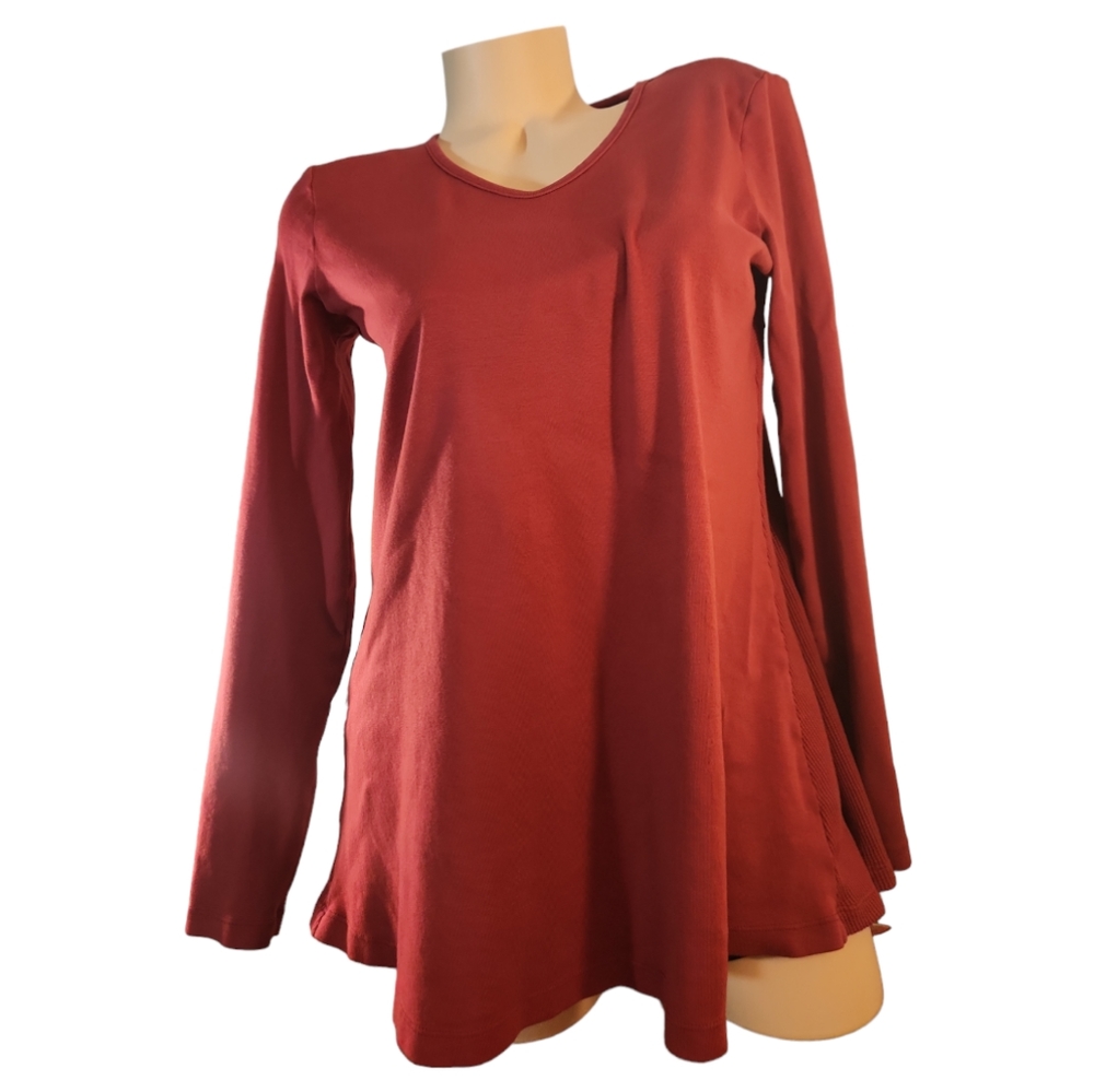 THE OPHILUS S BRICK LONGSLEEVE WAFFER KNIT  OVERSIZED LONGSLEEVE TUNIC